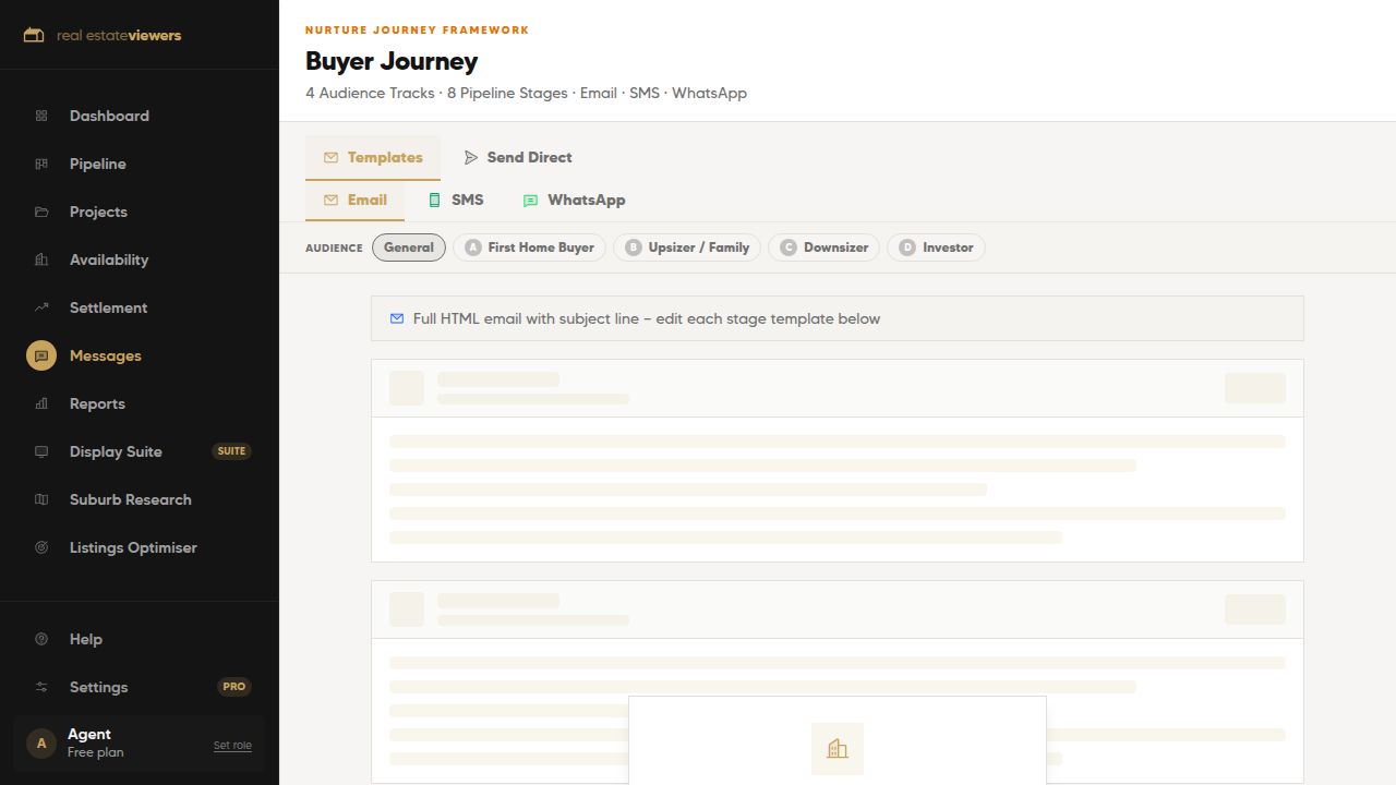 Stage nurture message templates — overview screenshot